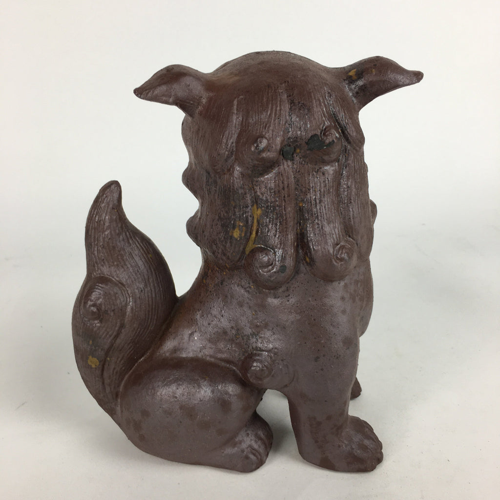 Japanese Okinawa Ceramic Shishi Lion Statue Brown Foo Dog Komainu BD643
