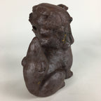 Japanese Okinawa Ceramic Shishi Lion Statue Brown Foo Dog Komainu BD643