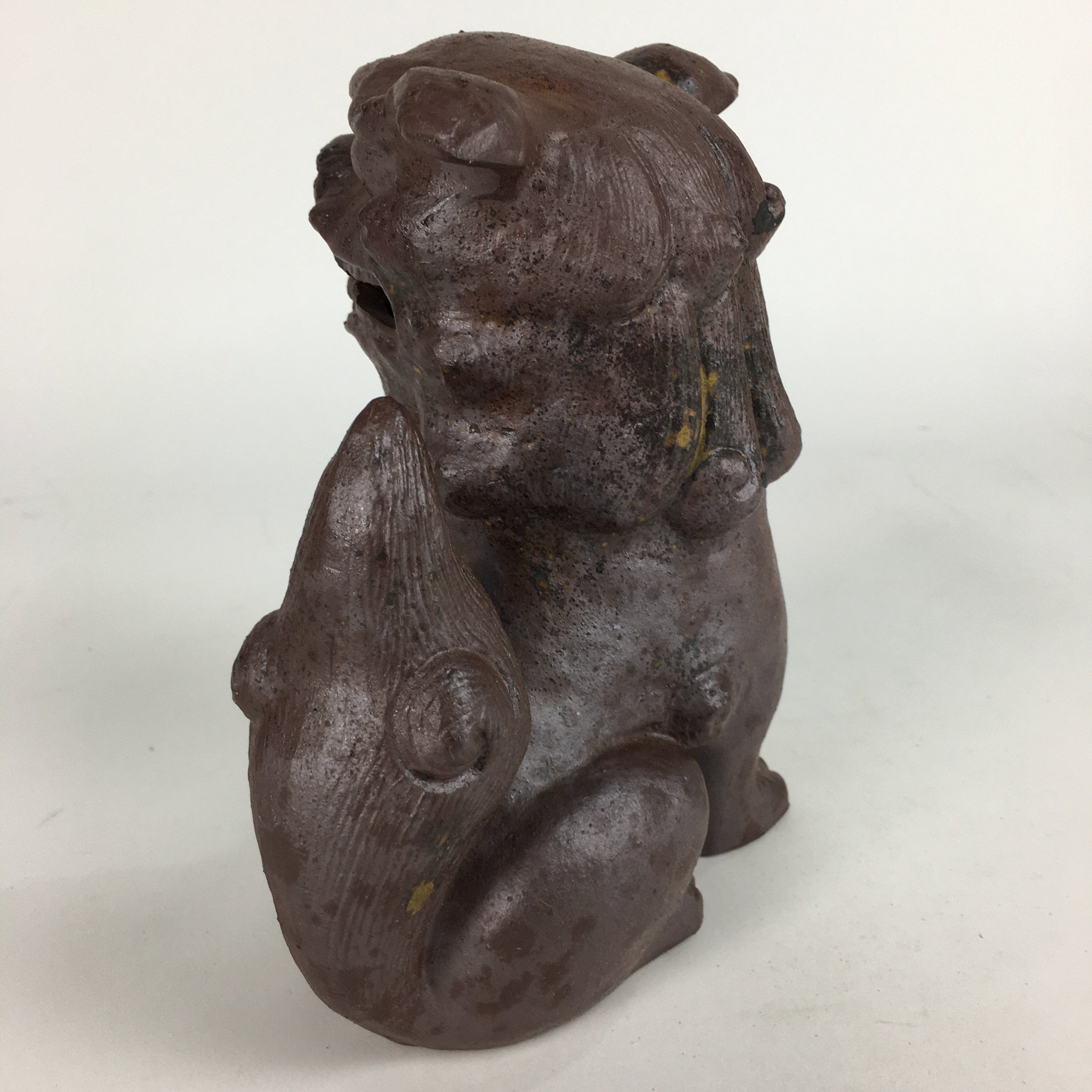 Japanese Okinawa Ceramic Shishi Lion Statue Brown Foo Dog Komainu BD643