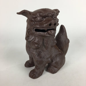 Japanese Okinawa Ceramic Shishi Lion Statue Brown Foo Dog Komainu BD643