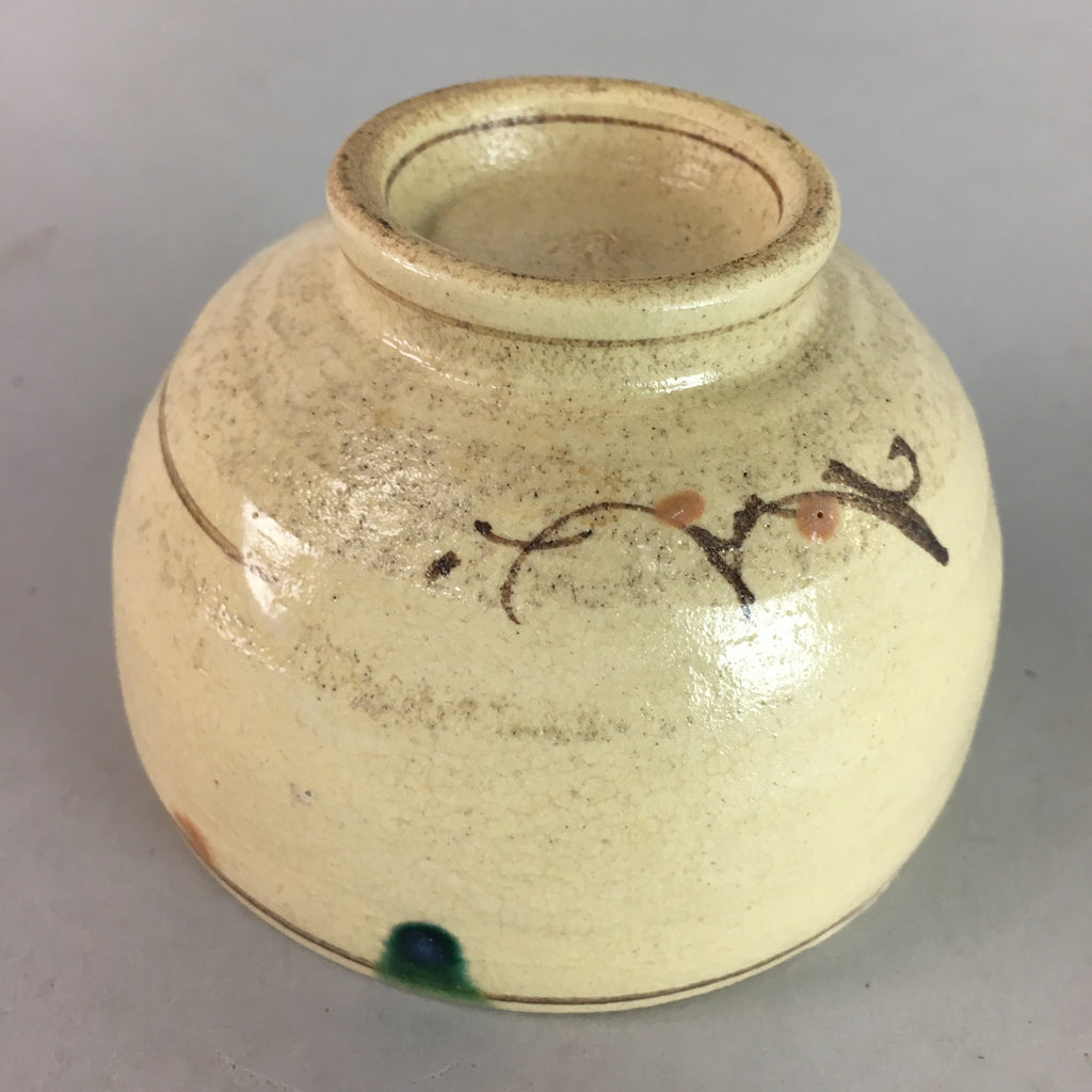 Japanese Oribe ware Ceramic Teacup Vtg Pottery Yunomi Pine Needle Sencha TC20