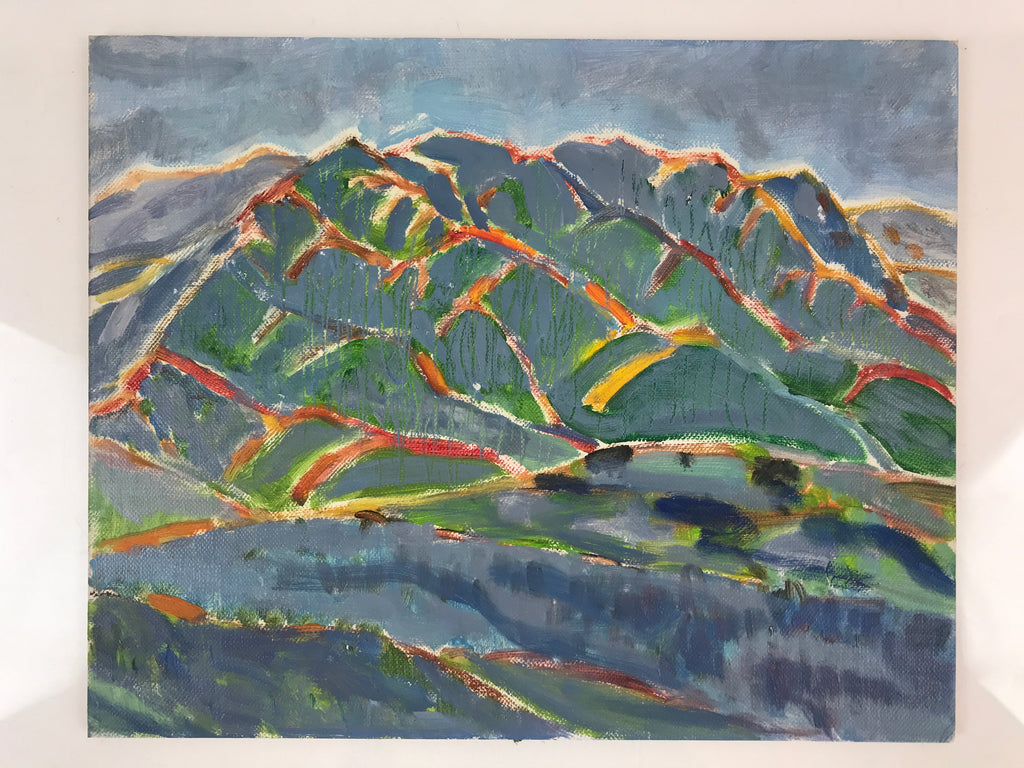 Japanese Overcast Mountain Valley Oil Painting Landscape Original Unsigned FL179