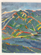 Japanese Overcast Mountain Valley Oil Painting Landscape Original Unsigned FL179