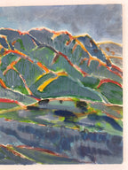 Japanese Overcast Mountain Valley Oil Painting Landscape Original Unsigned FL179