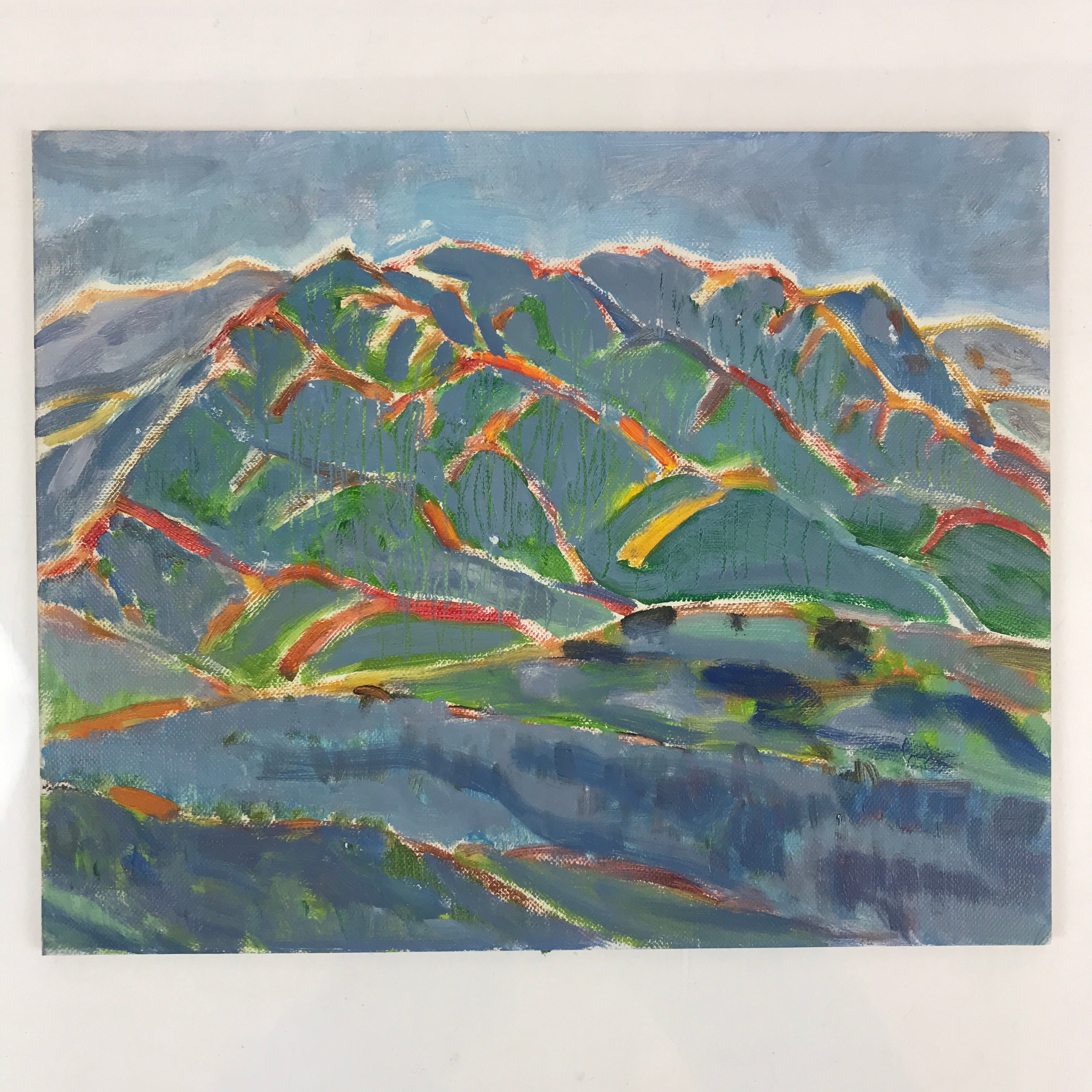 Japanese Overcast Mountain Valley Oil Painting Landscape Original Unsigned FL179