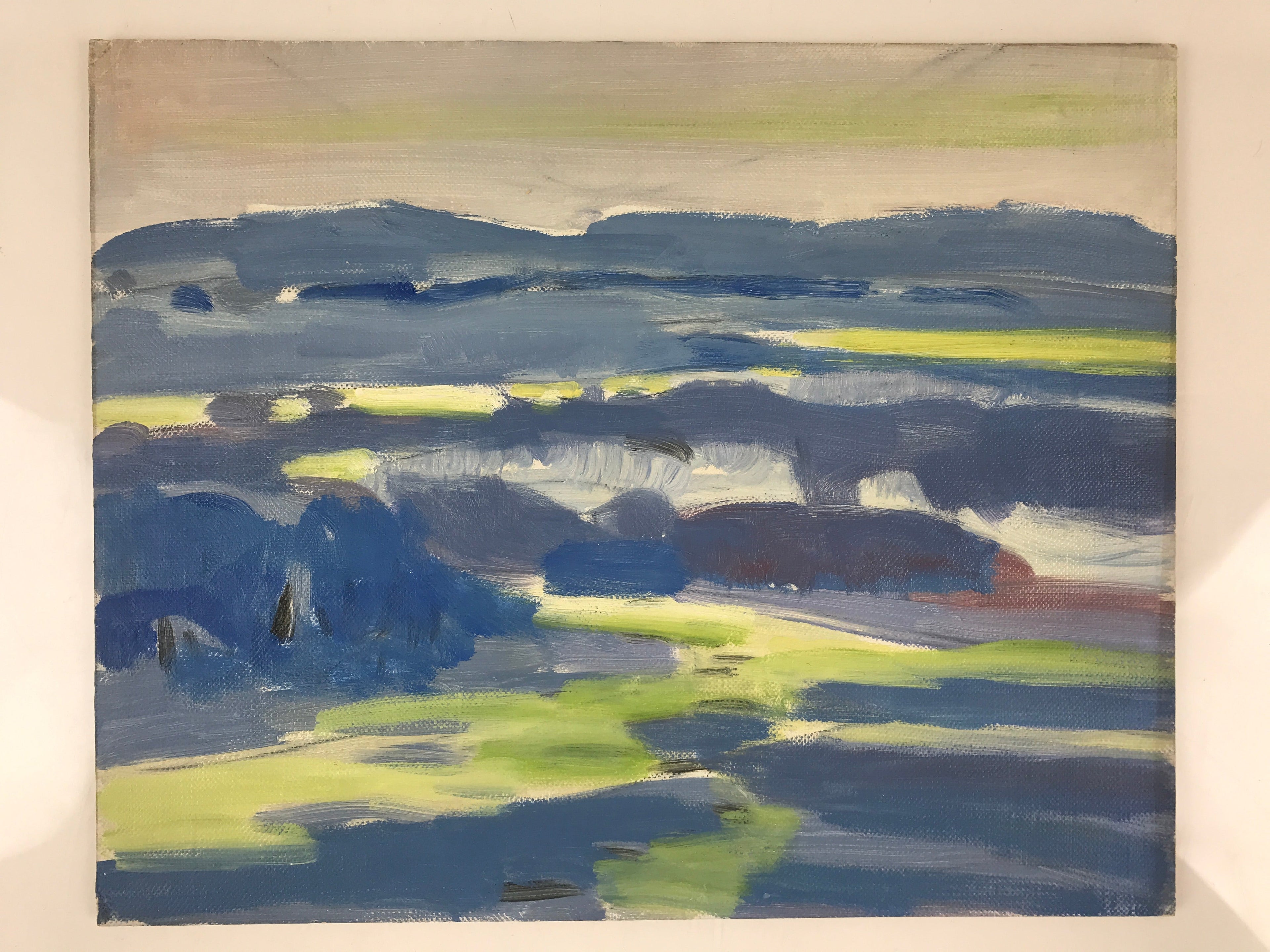 Japanese Overcast Valley Oil Painting Landscape Original Art Unsigned FL159