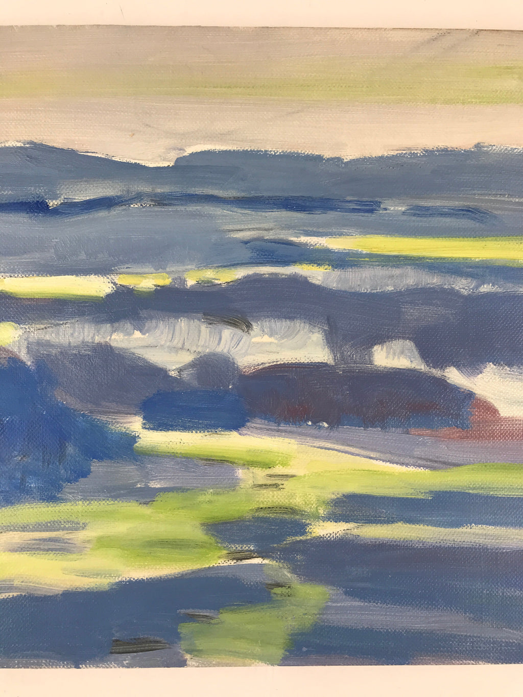 Japanese Overcast Valley Oil Painting Landscape Original Art Unsigned FL159