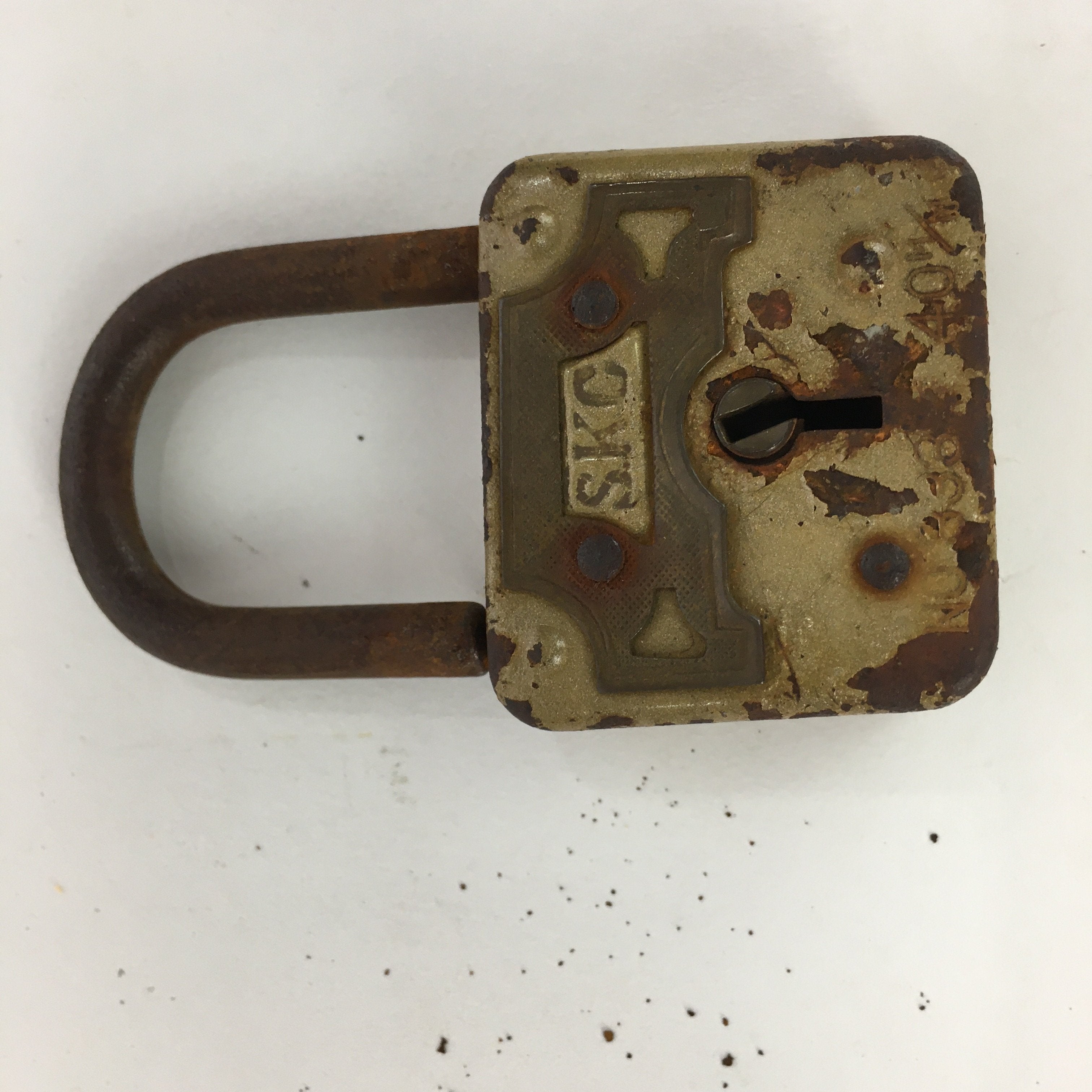 Japanese Padlock SKC Osaka Vtg Lock and 2 Keys Nankinjyo Iron Brown JK222