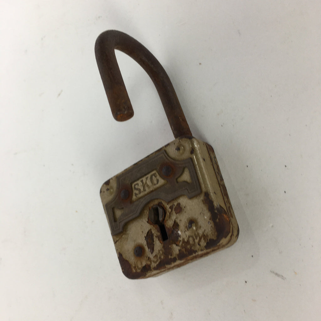 Japanese Padlock SKC Osaka Vtg Lock and 2 Keys Nankinjyo Iron Brown JK222