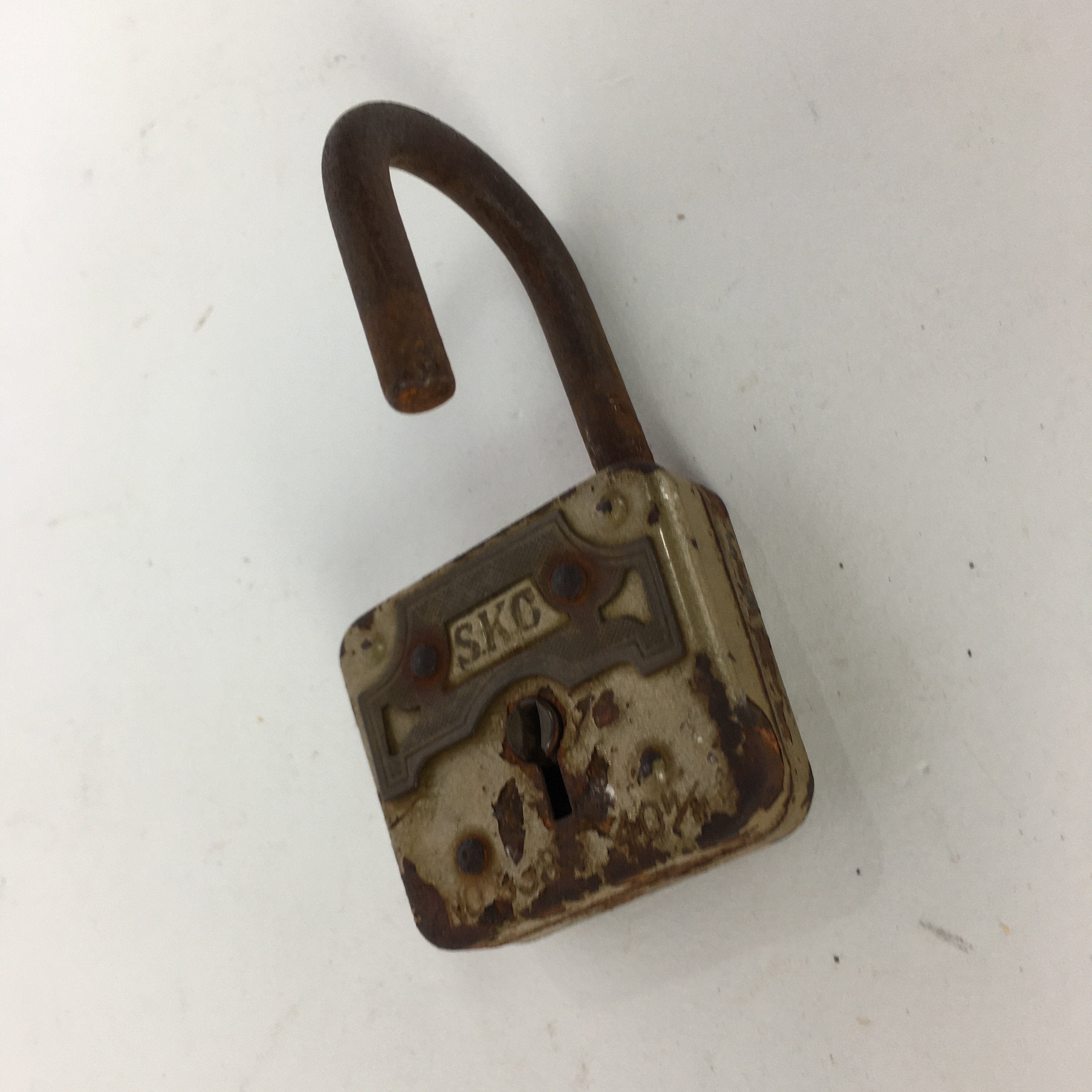 Japanese Padlock SKC Osaka Vtg Lock and 2 Keys Nankinjyo Iron Brown JK222