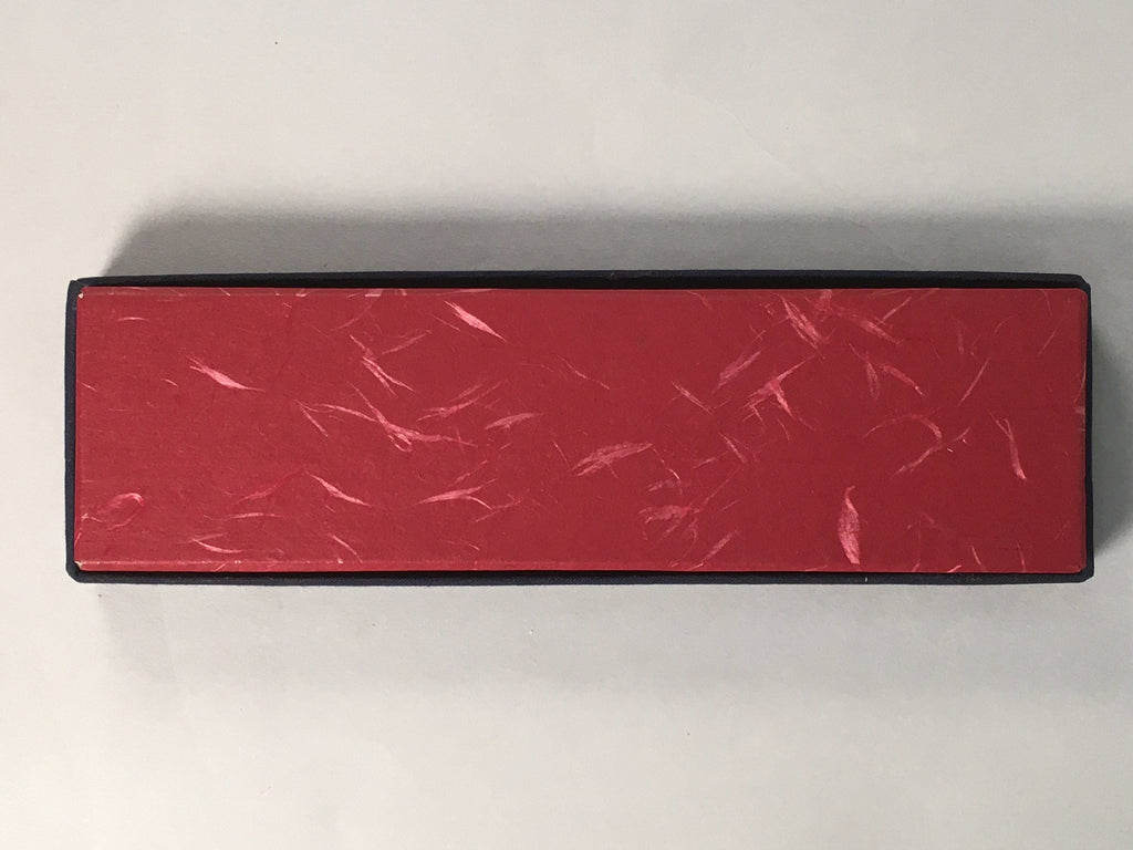 Japanese Paper Box Vtg Rectangle Red Dark Blue Dot Floral Arabesque JK115