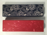 Japanese Paper Box Vtg Rectangle Red Dark Blue Dot Floral Arabesque JK115