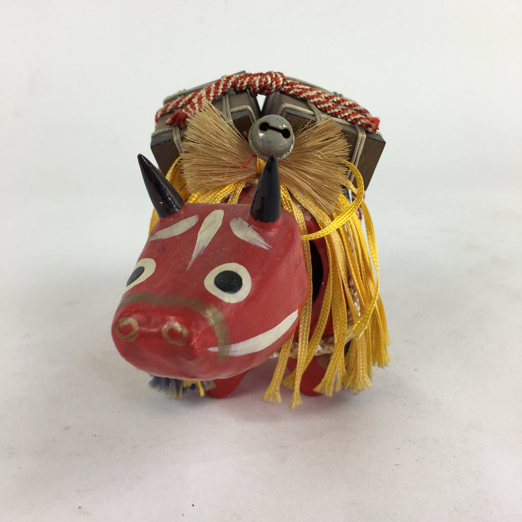 Japanese Paper Cow Akabeko Doll Figurine Vtg Lucky Charm Fukushima BD781