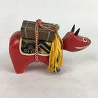 Japanese Paper Cow Akabeko Doll Figurine Vtg Lucky Charm Fukushima BD781