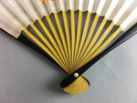 Japanese Paper Folding Fan Vtg Sensu Wood Bamboo Kanji Traditional White 4D189