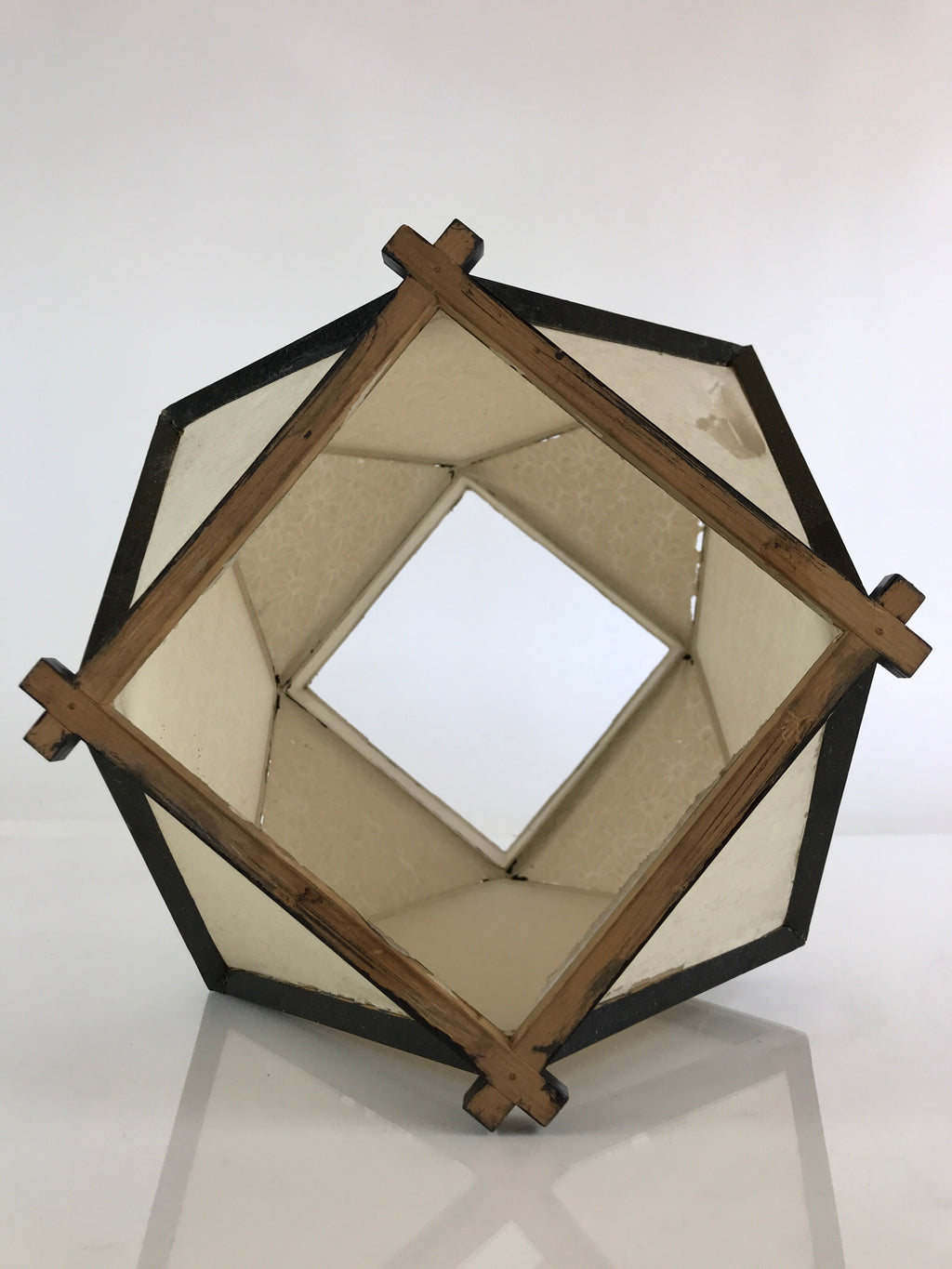 Japanese Paper Lantern Cover Vtg Wood Frame Illumination Festival LT53