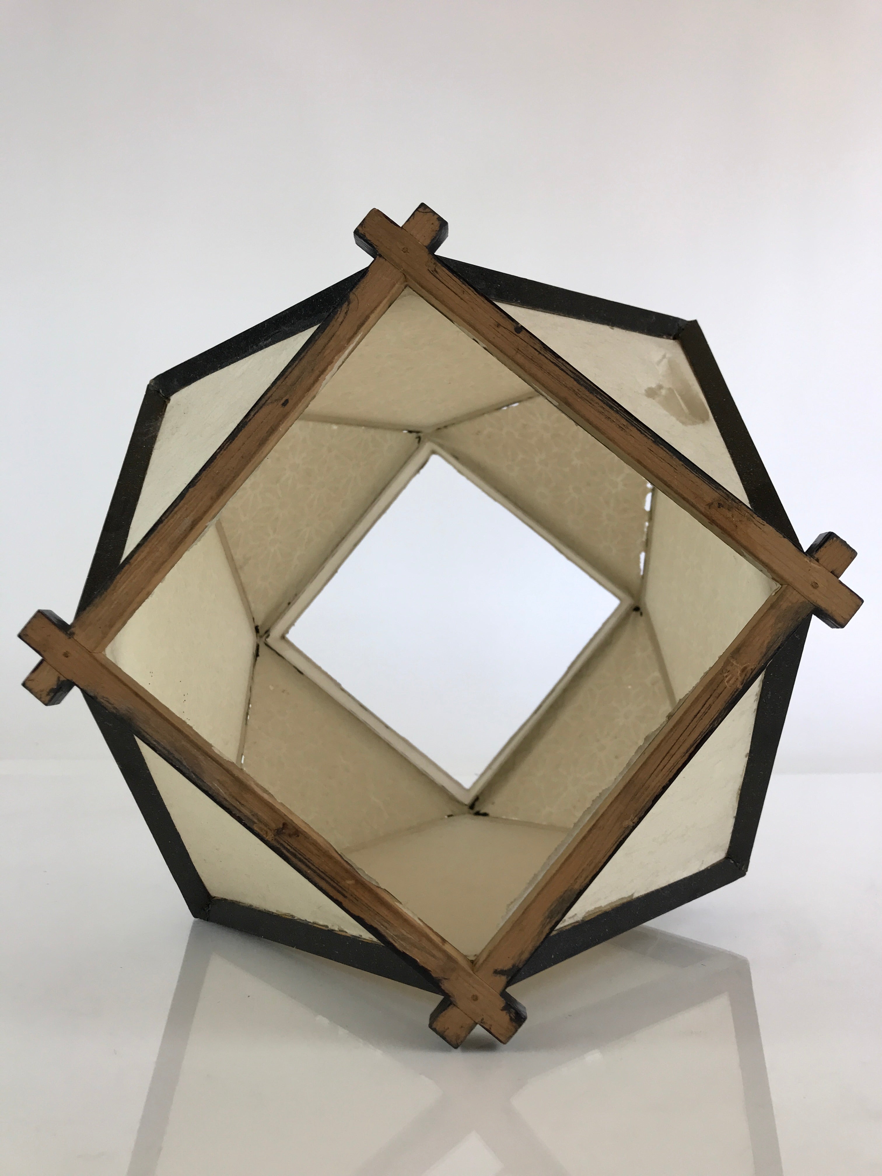 Japanese Paper Lantern Cover Vtg Wood Frame Illumination Festival LT53