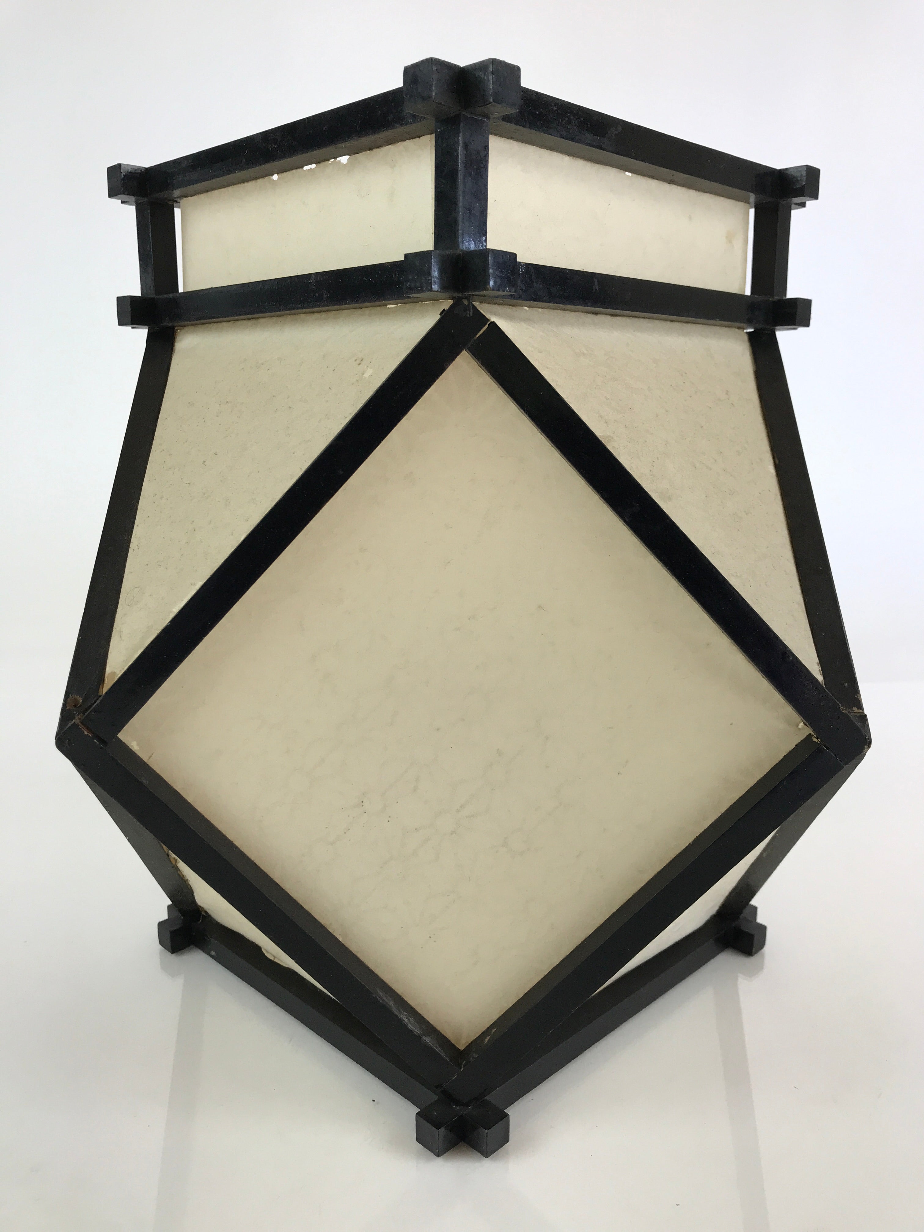 Japanese Paper Lantern Cover Vtg Wood Frame Illumination Festival LT53