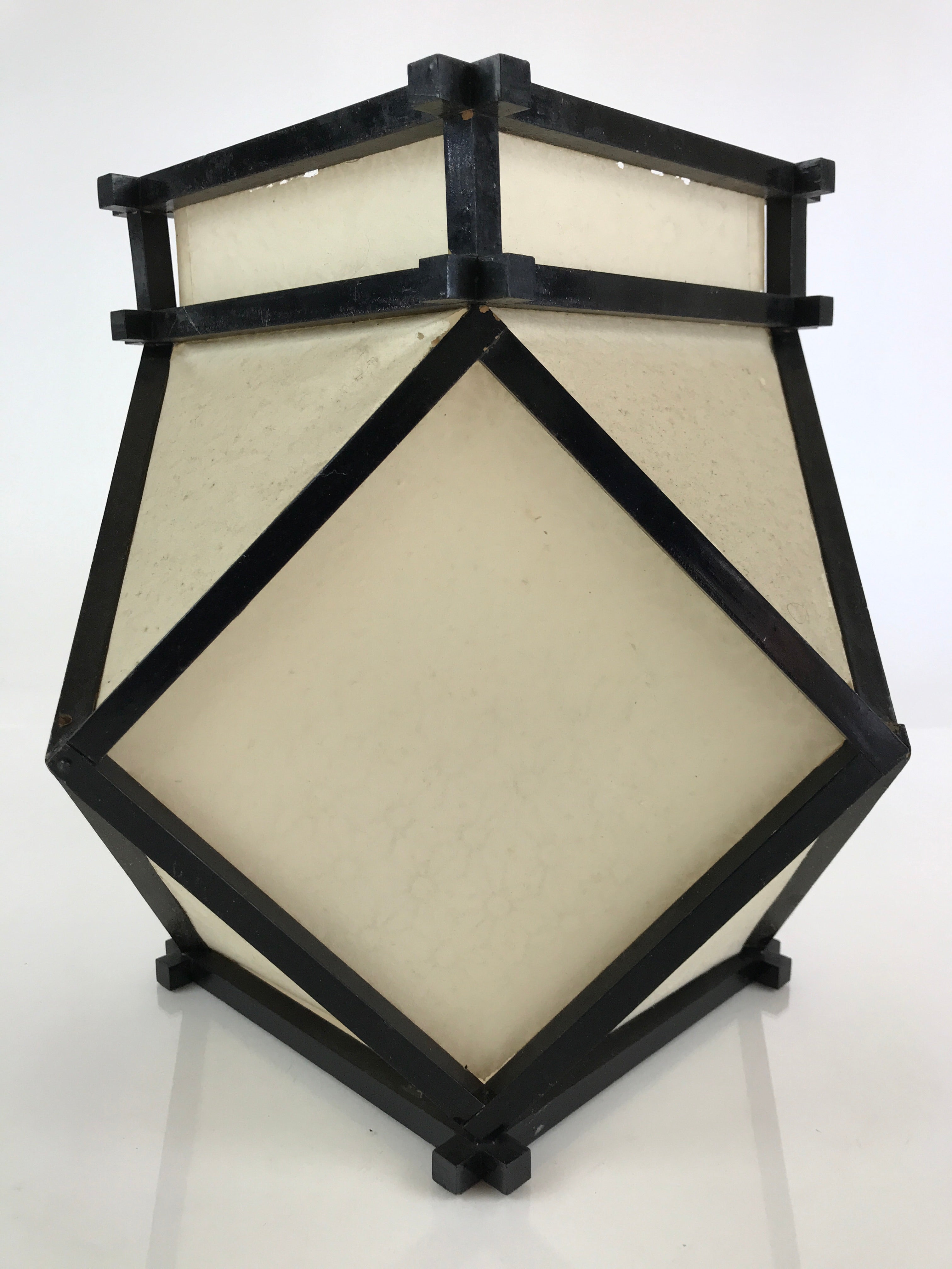 Japanese Paper Lantern Cover Vtg Wood Frame Illumination Festival LT53