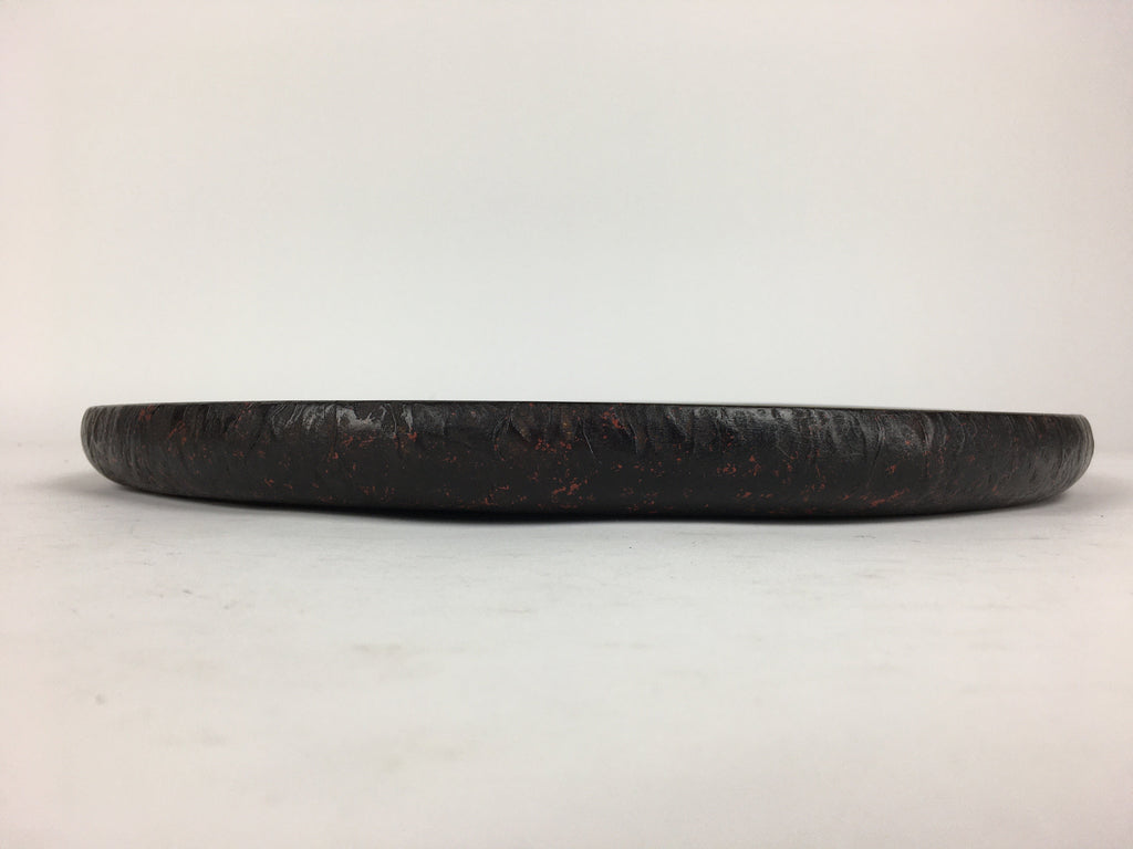 Japanese Paper Tray Obon Vtg Wood Washi Waterproof Brown Flower UR638