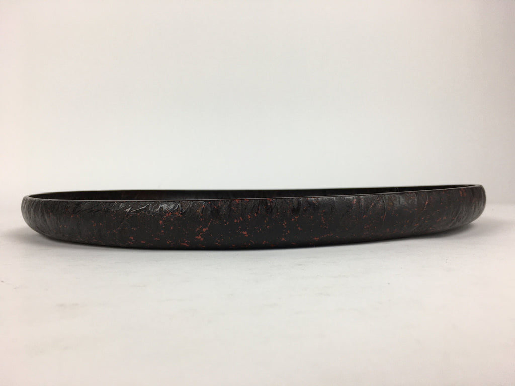 Japanese Paper Tray Obon Vtg Wood Washi Waterproof Brown Flower UR638