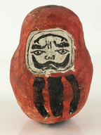 Japanese Papier-Mâché Dharma Figurine Doll Round Daruma Red Lucky Charm BD847