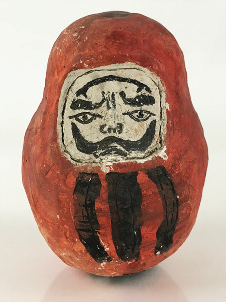 Japanese Papier-Mâché Dharma Figurine Doll Round Daruma Red Lucky