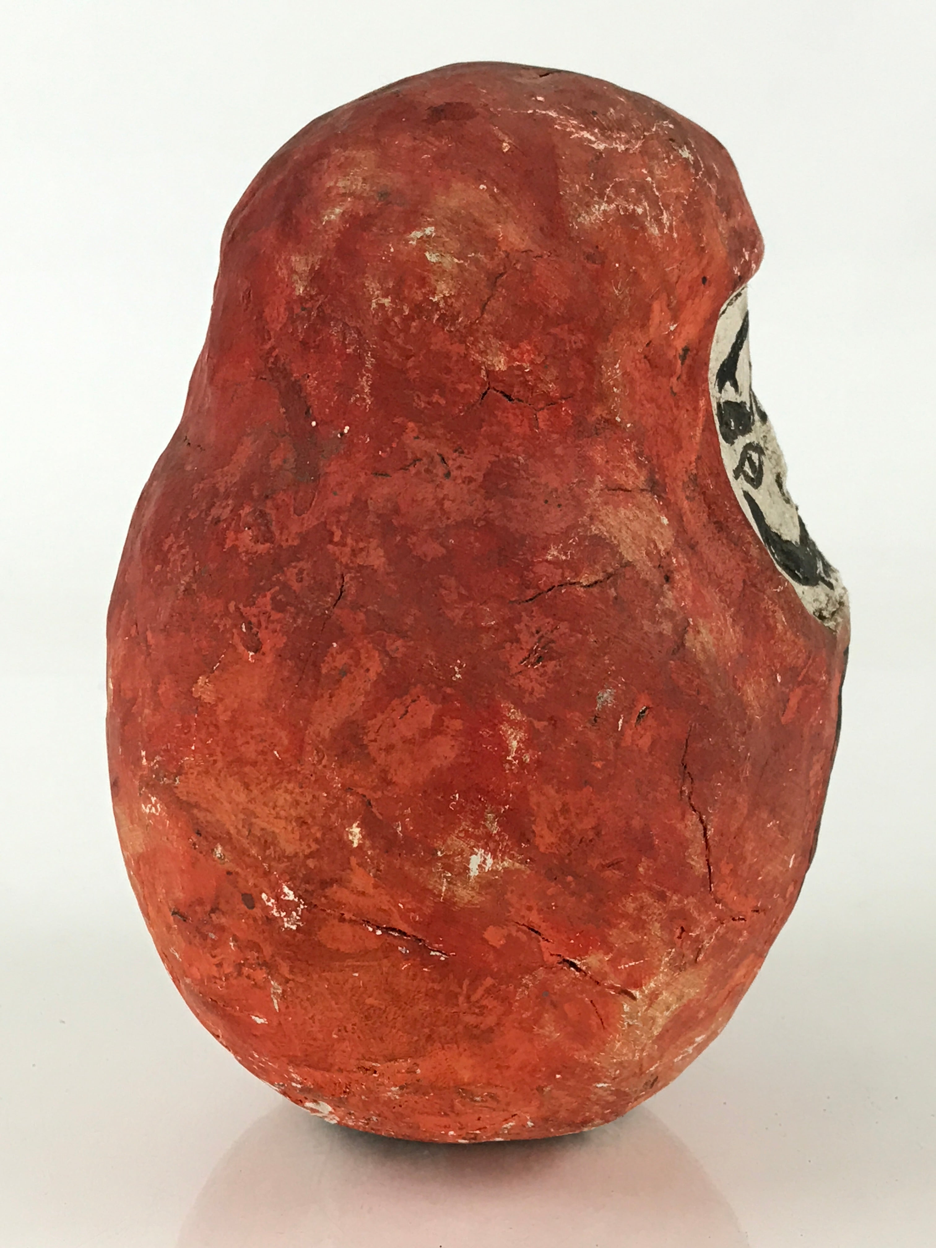 Japanese Papier-Mâché Dharma Figurine Doll Round Daruma Red Lucky Charm BD847