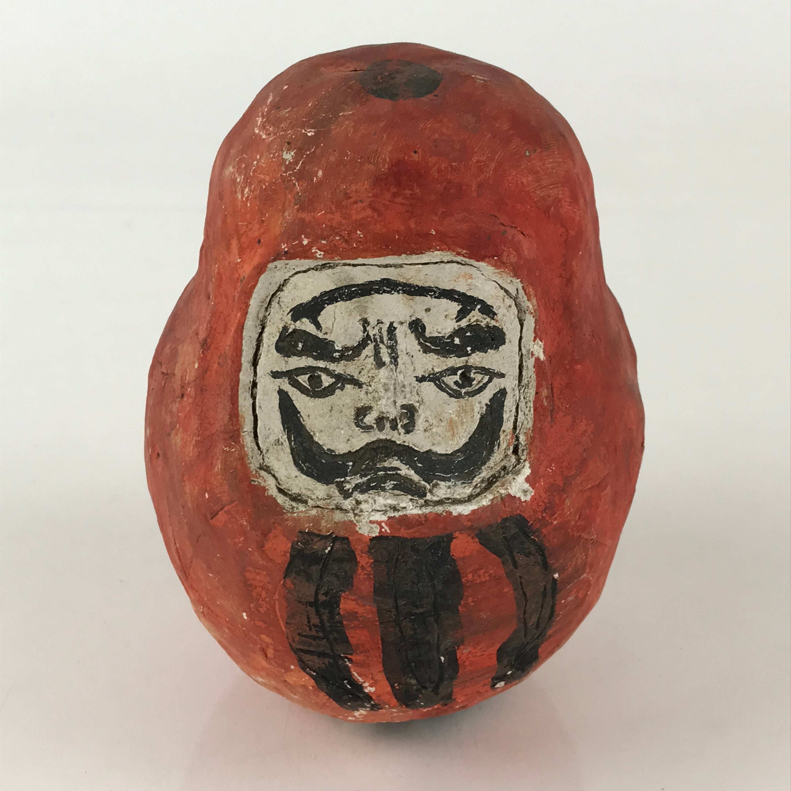 Japanese Papier-Mâché Dharma Figurine Doll Round Daruma Red Lucky Charm BD847