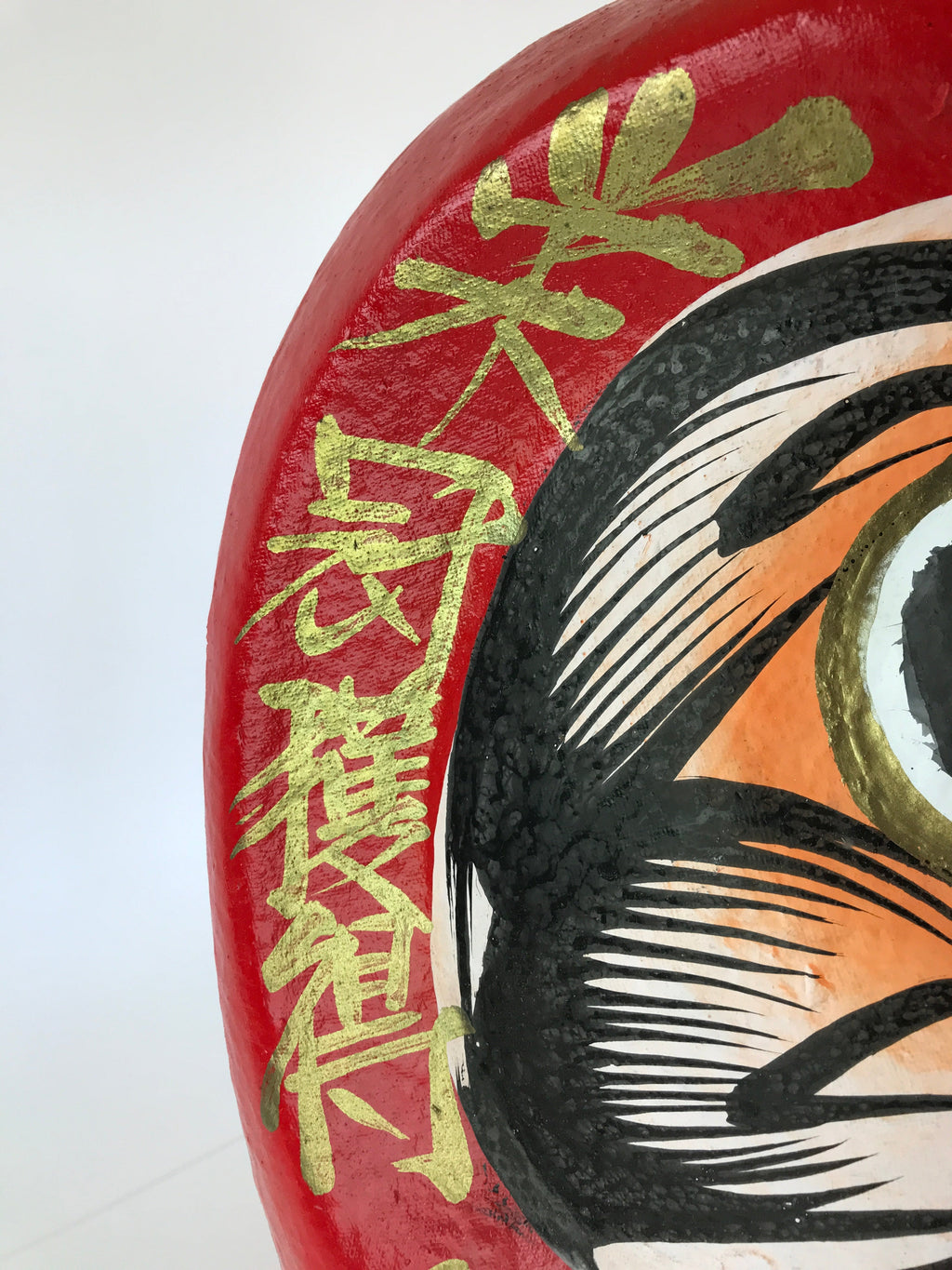Japanese Papier-Mâché Dharma Figurine Doll Round Daruma Red Lucky Charm BD848