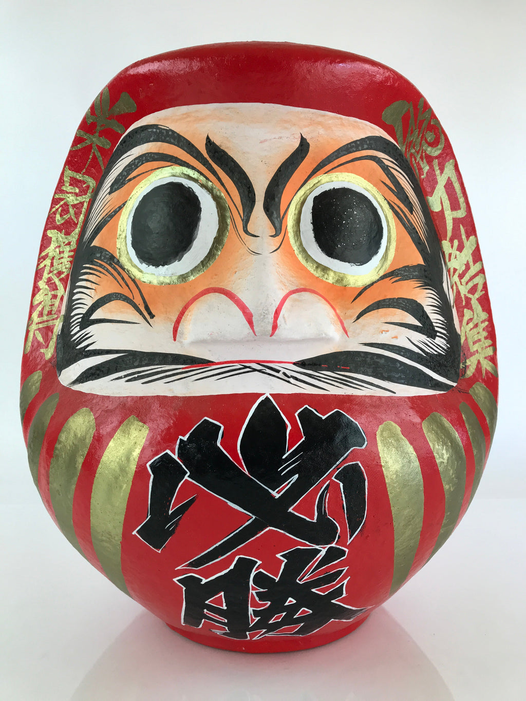 Japanese Papier-Mâché Dharma Figurine Doll Round Daruma Red Lucky Charm BD848