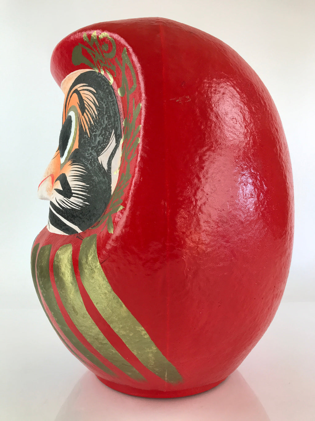 Japanese Papier-Mâché Dharma Figurine Doll Round Daruma Red Lucky Charm BD848