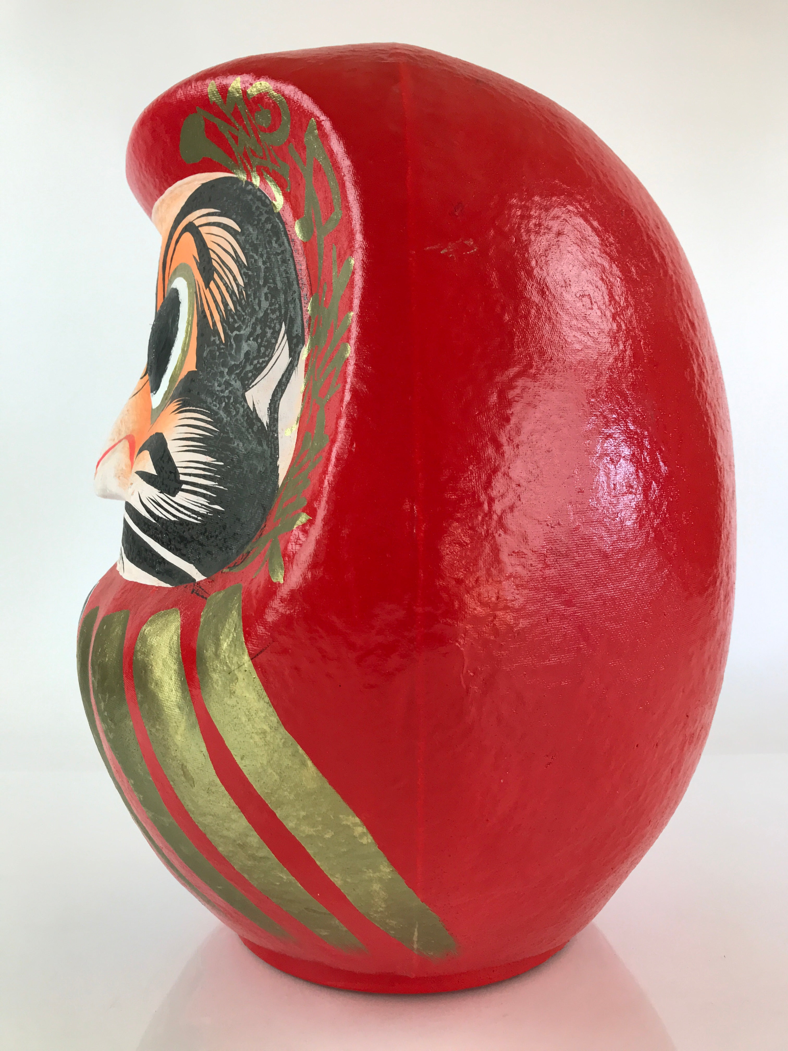 Japanese Papier-Mâché Dharma Figurine Doll Round Daruma Red Lucky Charm BD848