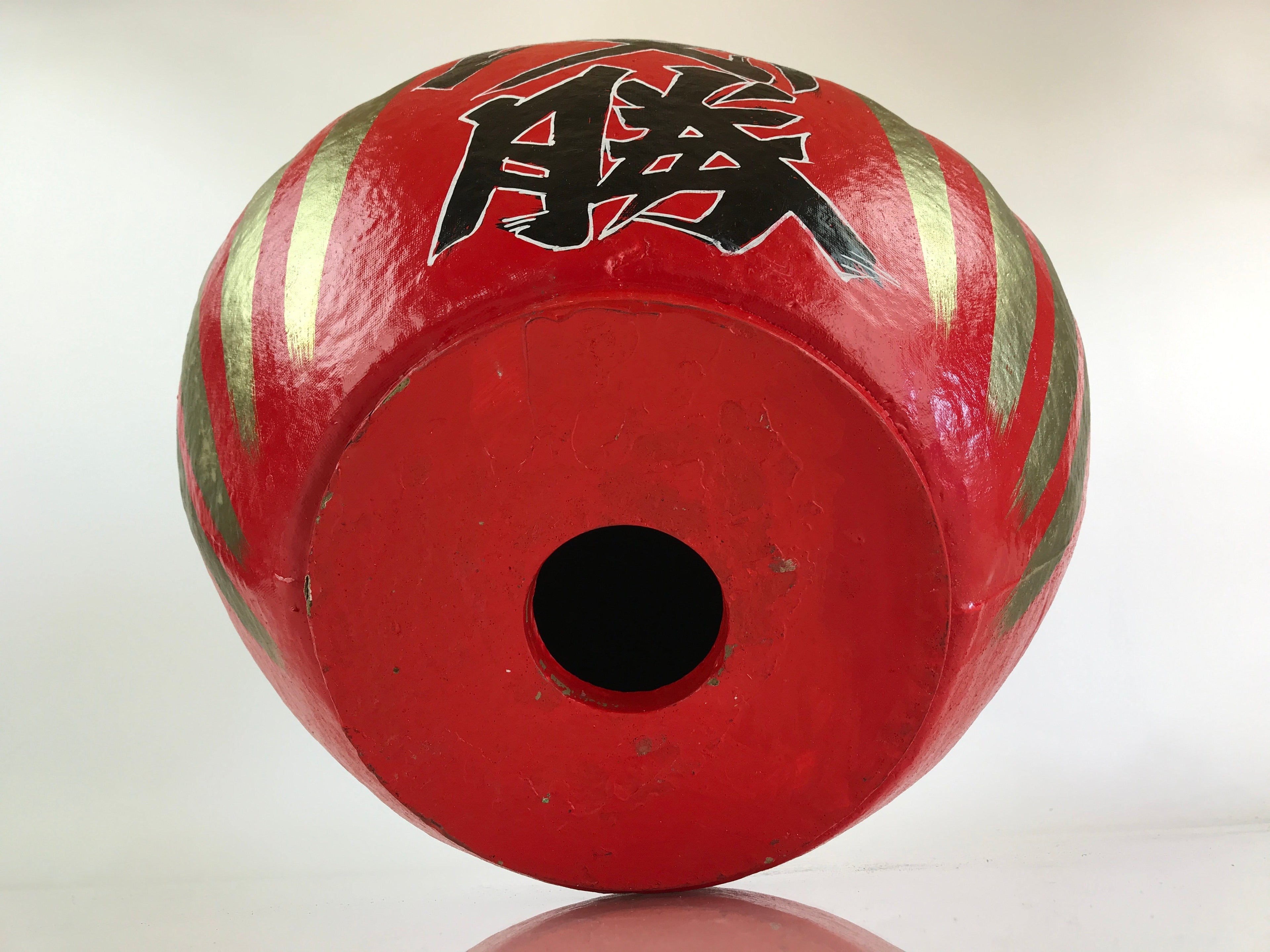 Japanese Papier-Mâché Dharma Figurine Doll Round Daruma Red Lucky Charm BD848