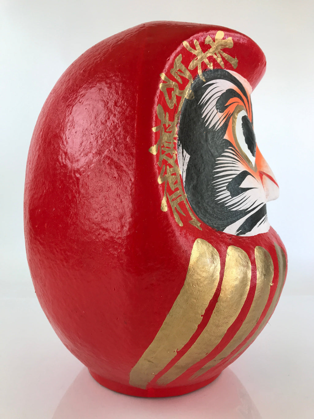 Japanese Papier-Mâché Dharma Figurine Doll Round Daruma Red Lucky Charm BD849