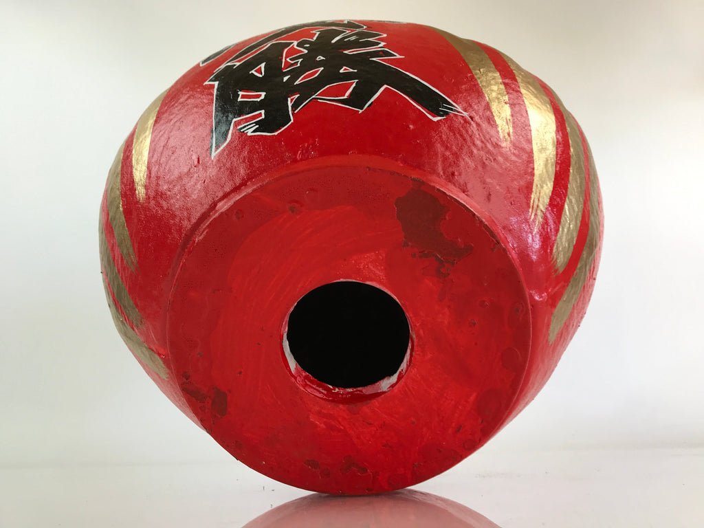Japanese Papier-Mâché Dharma Figurine Doll Round Daruma Red Lucky Charm BD849