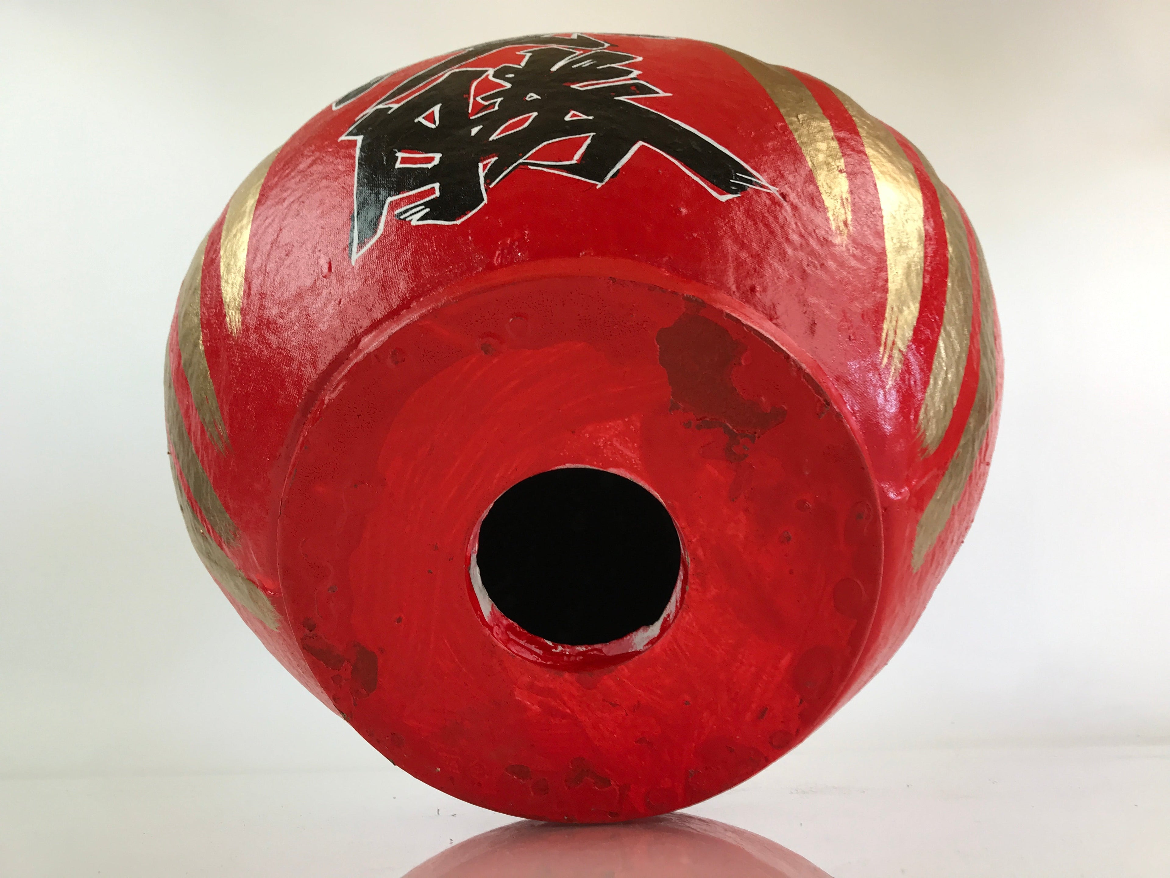 Japanese Papier-Mâché Dharma Figurine Doll Round Daruma Red Lucky Charm BD849