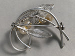 Japanese Pearl Brooch Silver Metal Vtg Pin Badge Artificial White JK101