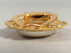 Japanese Pearl Brooch Vtg Badge Pin Artificial Gold Round Flat JK65