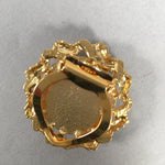 Japanese Pearl Brooch Vtg Badge Pin Artificial Gold Round Flat JK65
