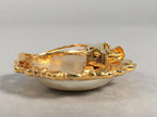Japanese Pearl Brooch Vtg Badge Pin Artificial Gold Round Flat JK65