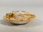 Japanese Pearl Brooch Vtg Badge Pin Artificial Gold Round Flat JK65