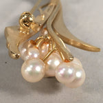 Japanese Pearl Floral Brooch Gold Metal Vtg Pin Artificial White Round JK46