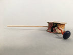 Japanese Pellet Drum Traditional Toy Vtg Den-Den-Daiko Floral Fabric Beads J961