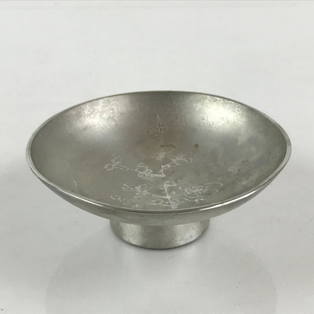 Japanese Pewter Sake Cup Sakazuki Guinomi Vtg Boxed Drinking Metal Kizan PX665