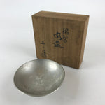 Japanese Pewter Sake Cup Sakazuki Guinomi Vtg Boxed Drinking Metal Kizan PX665