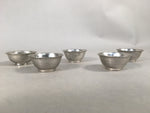 Japanese Pewter Sake Cup Set 5pc Vtg Box Sakazuki Guinomi Drinking Metal PX535