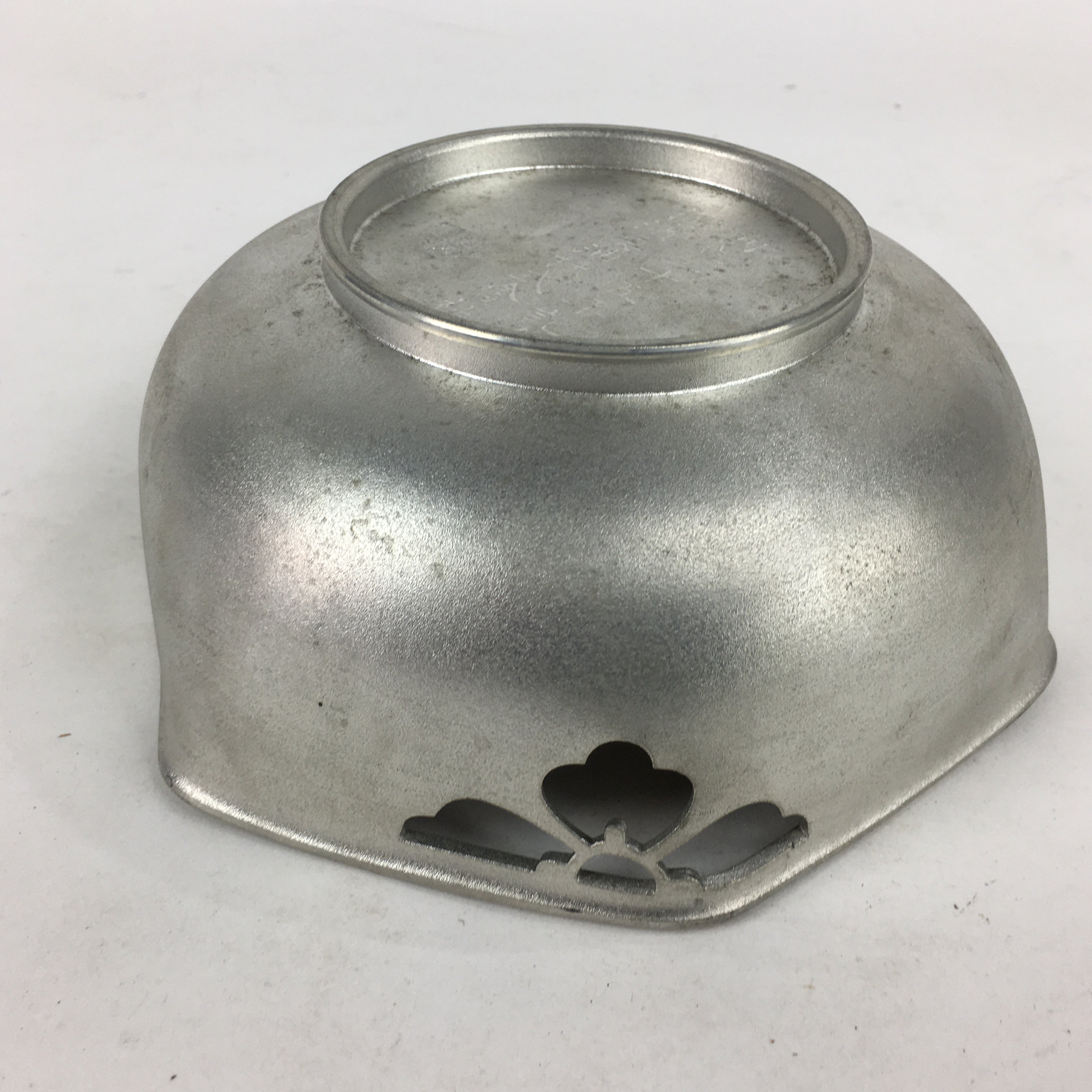 Japanese Pewter Snack Bowl Vtg Kashiki Tea Ceremony Mount Fuji Scenery T90