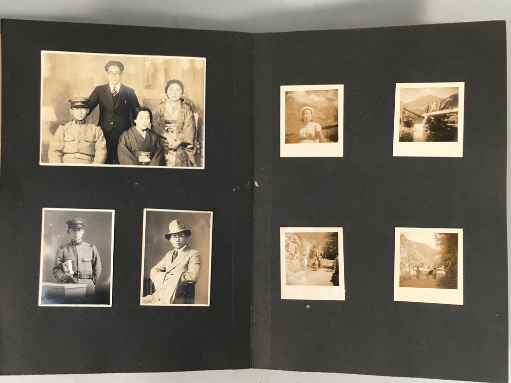 Japanese Photo Album Vtg 102pc Wedding Kimono Military Nature Portrait AB95