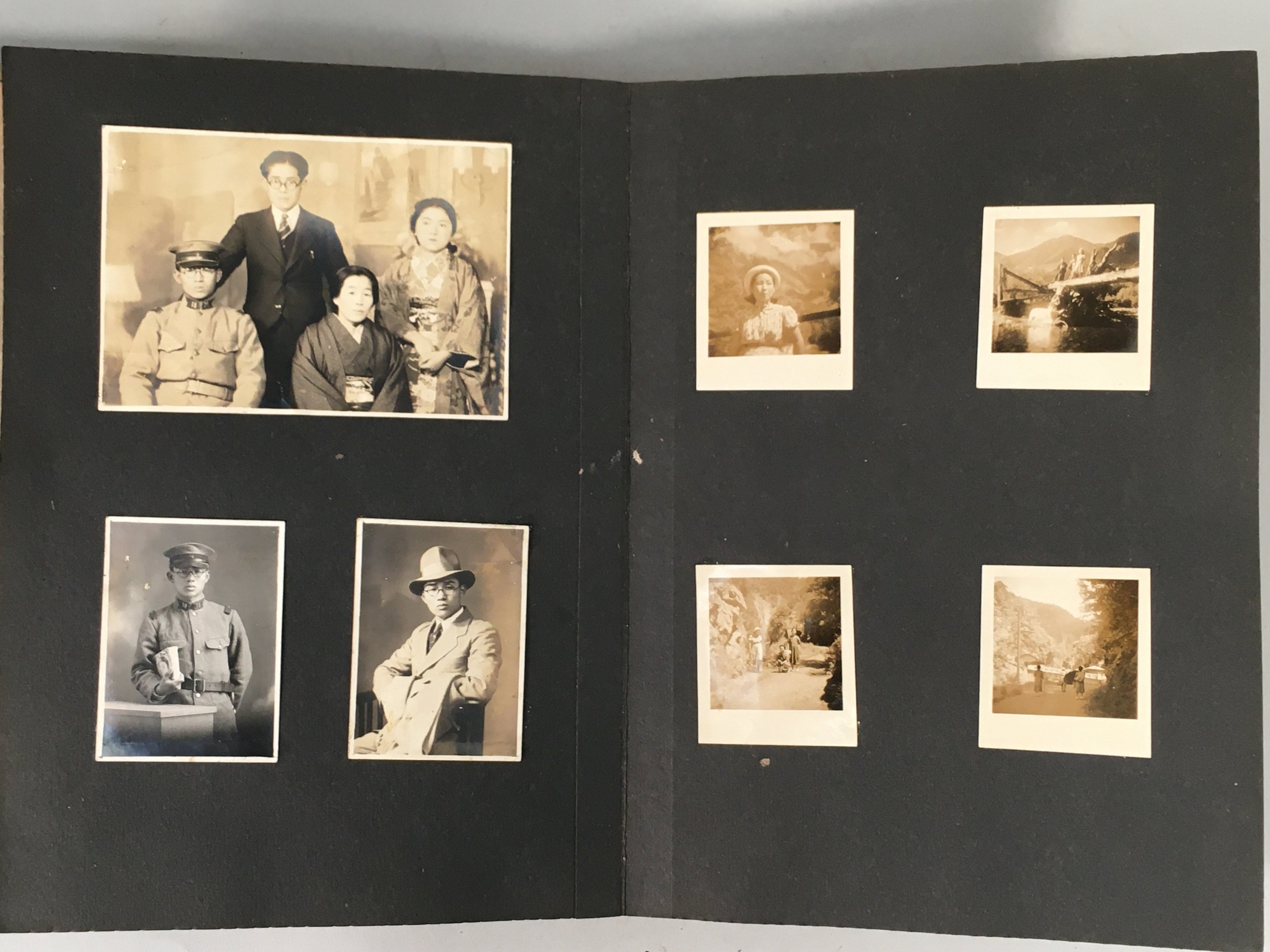 Japanese Photo Album Vtg 102pc Wedding Kimono Military Nature Portrait AB95
